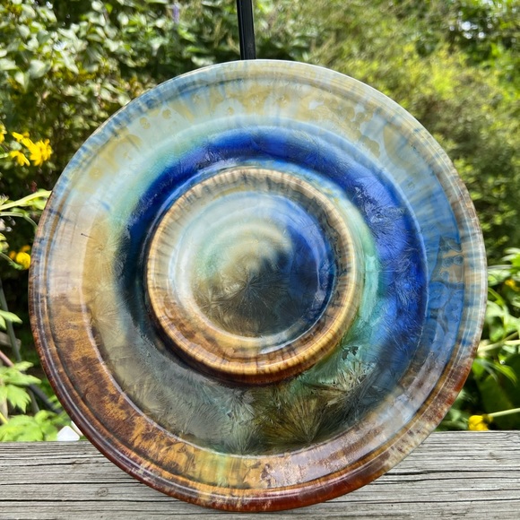 Kent Follette Pottery Crystalline Glaze Bread and Oil Dipping Plate 10.75” - Picture 13 of 16